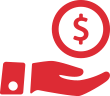 icon of a hand with a dollar symbol above the palm