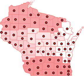 Wisconsin county map
