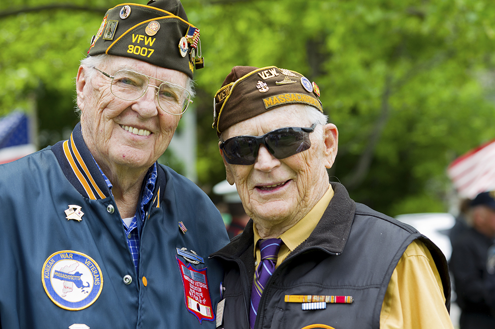 Two decorated elderly military veterans